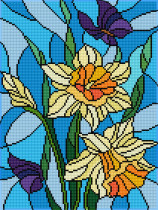 Кристальная ( алмазная) мозаика  " ФРЕЯ" ALV- 116 " Нарцисс. Витраж" 30 х 40 см